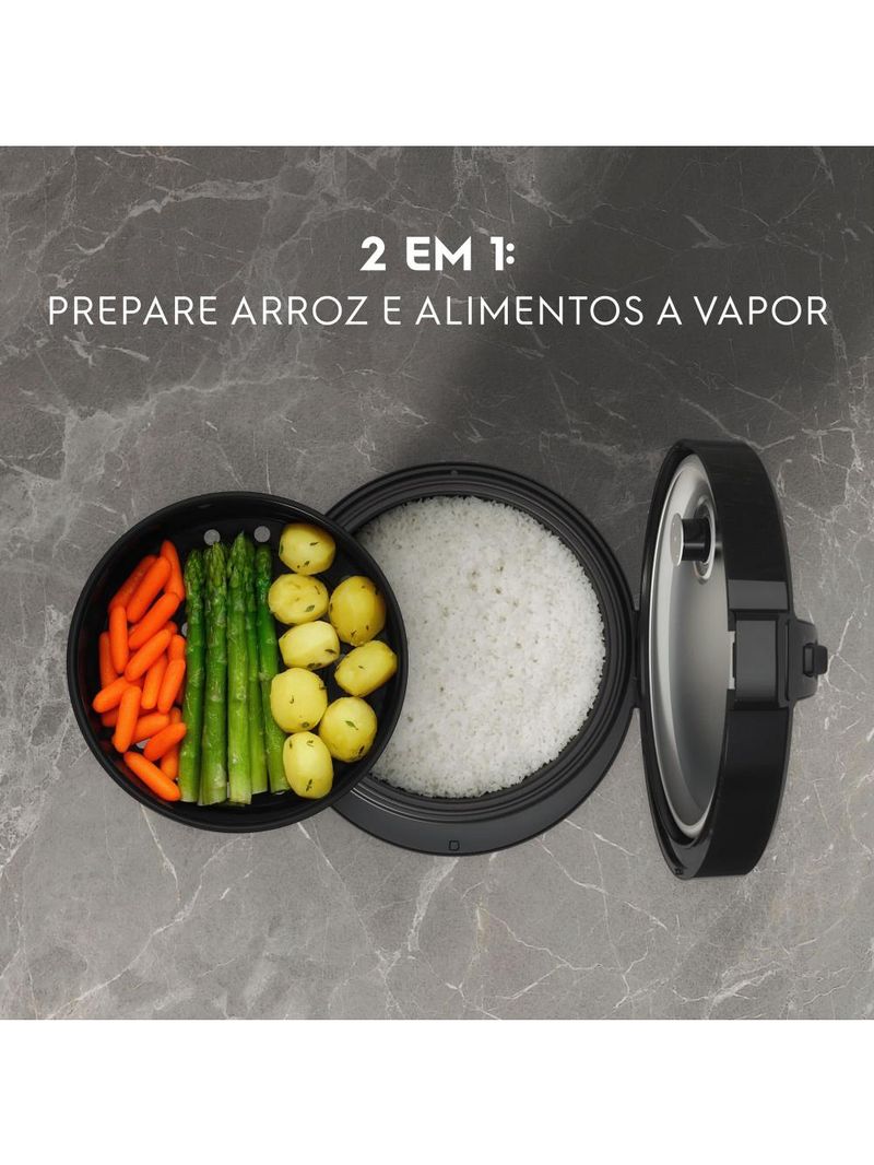 Panela elétrica de arroz electrolux efficient erc20 por rita lobo com trava de segurança 3,5l – inox e preta