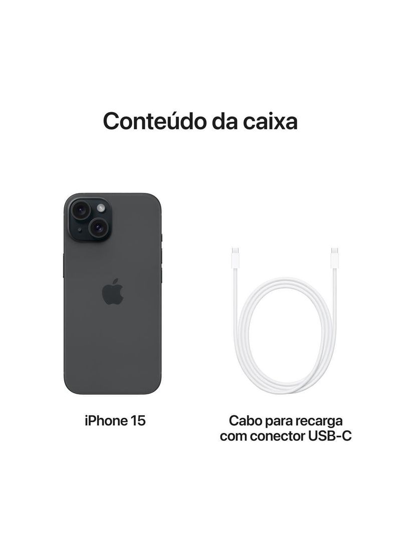 Apple iphone 15 128gb 6,1" 48mp preto