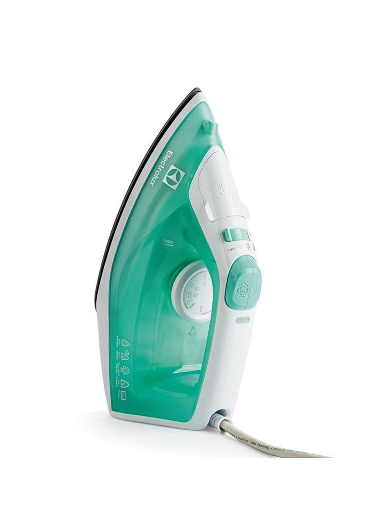 Ferro de passar a vapor base cerâmica com spray electrolux easyline sie70 verde