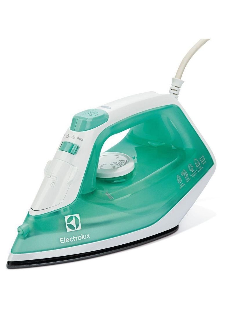 Ferro de passar a vapor base cerâmica com spray electrolux easyline sie70 verde