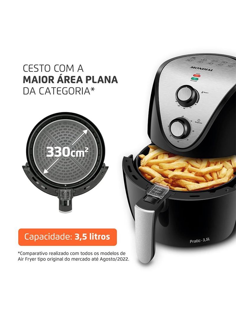 Fritadeira elétrica sem Óleo air fryer mondial af-30 family inox iv 3,5l – preta