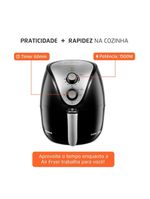 Fritadeira elétrica sem Óleo air fryer mondial af-30 family inox iv 3,5l – preta
