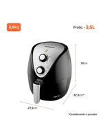 Fritadeira elétrica sem Óleo air fryer mondial af-30 family inox iv 3,5l – preta