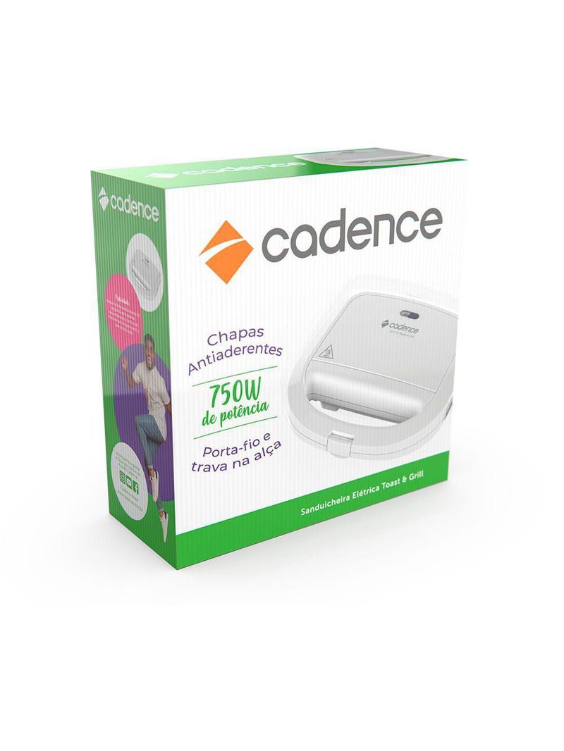 Sanduicheira Elétrica Cadence Toast & Grill Branca 110V
