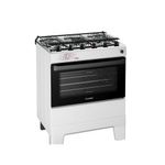 Fogão Esmaltec 5 Bocas Ideal Master Mesa Inox Tampa de Vidro Forno 84 Litros Branco T5ITB Bivolt