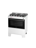 Fogão Esmaltec 5 Bocas Ideal Master Mesa Inox Tampa de Vidro Forno 84 Litros Branco T5ITB Bivolt