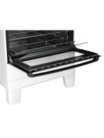 Fogão Esmaltec 5 Bocas Ideal Master Mesa Inox Tampa de Vidro Forno 84 Litros Branco T5ITB Bivolt