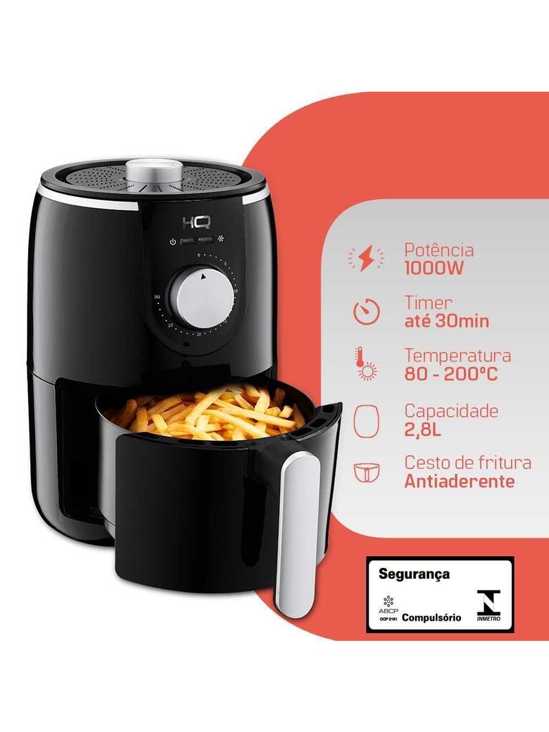 Fritadeira Elétrica Airfryer Hq 2,8 Litros Preto Hf 2055 - 220v