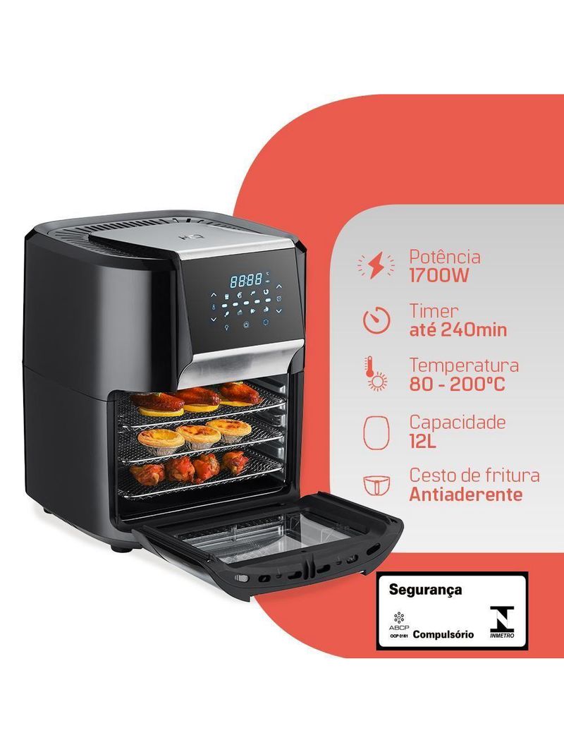 Fritadeira Elétrica Air Fryer Oven HQ 12 Litros 1700W Preto RA 015 110V