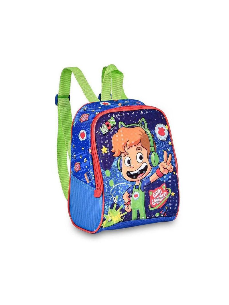 Lancheira Térmica Escolar Gato Galactico Azul E Verde