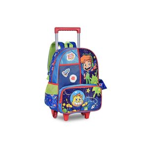 Mochila Rodinha Gato Galáctico Azul 40x30x13 - Clio Gg24116k