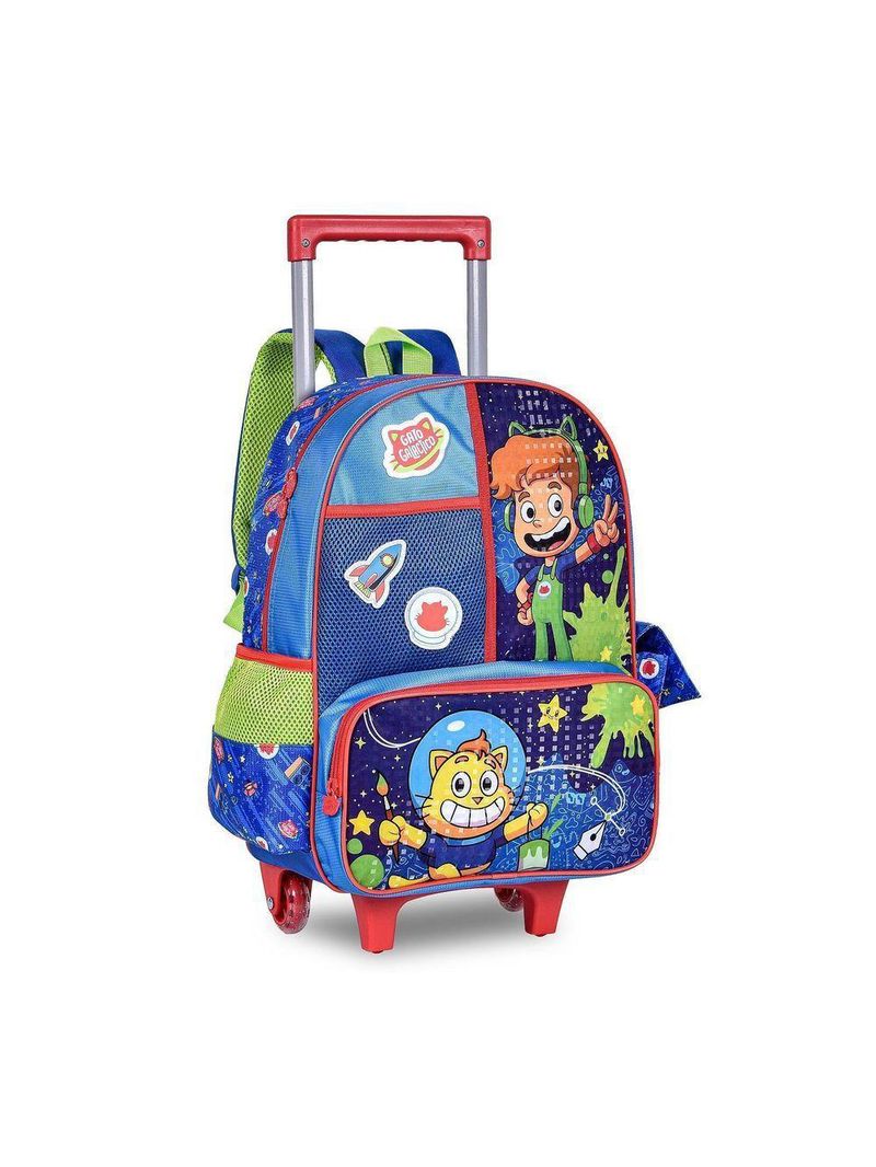 Mochila Rodinha Gato Galáctico Azul 40x30x13 - Clio Gg24116k