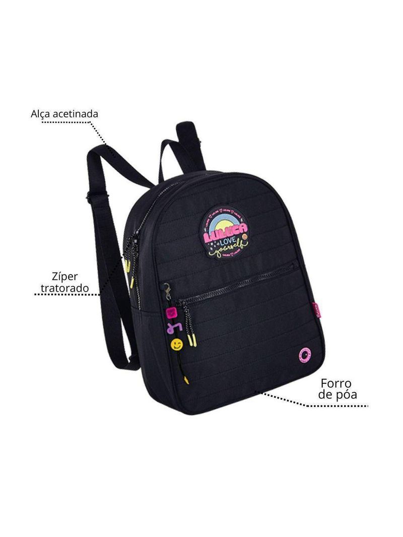 Mochila De Costas Infantil Luluca Love Preta Semax