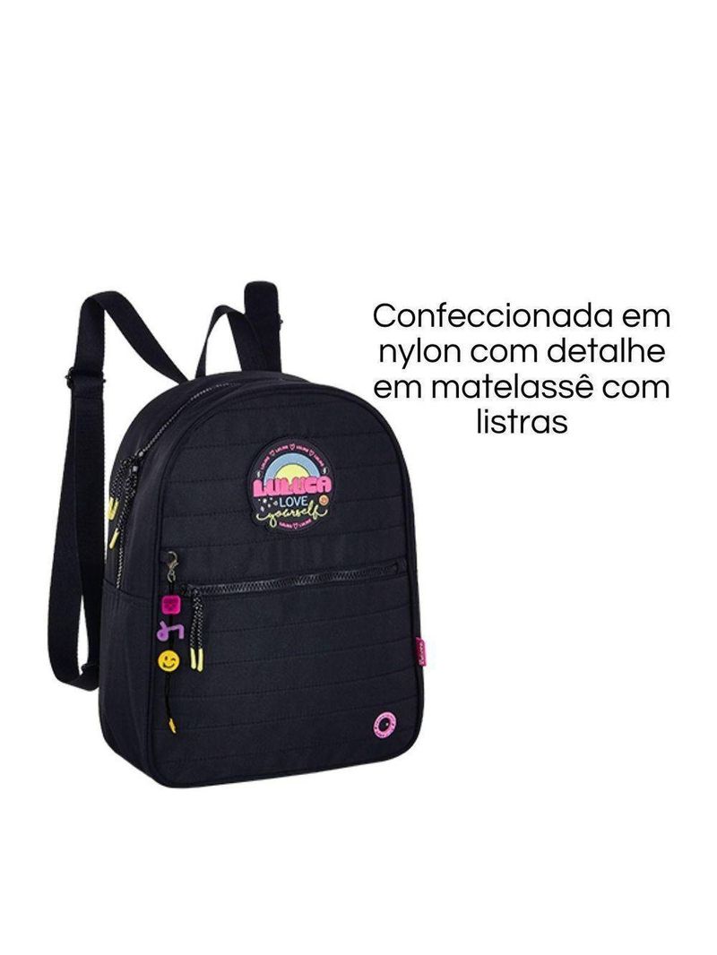 Mochila De Costas Infantil Luluca Love Preta Semax