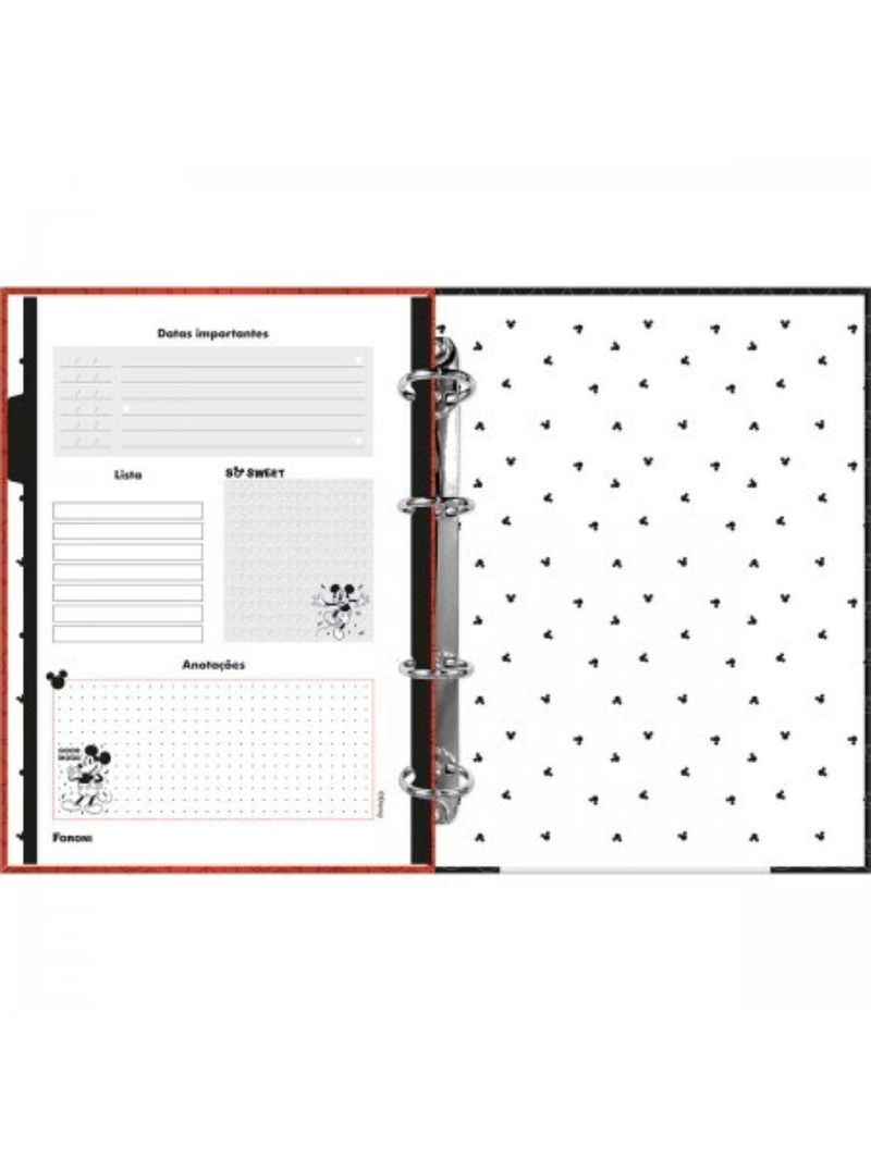 Caderno Argolado Colegial Sem Lombo Mickey Mouse 120 Folhas Foroni