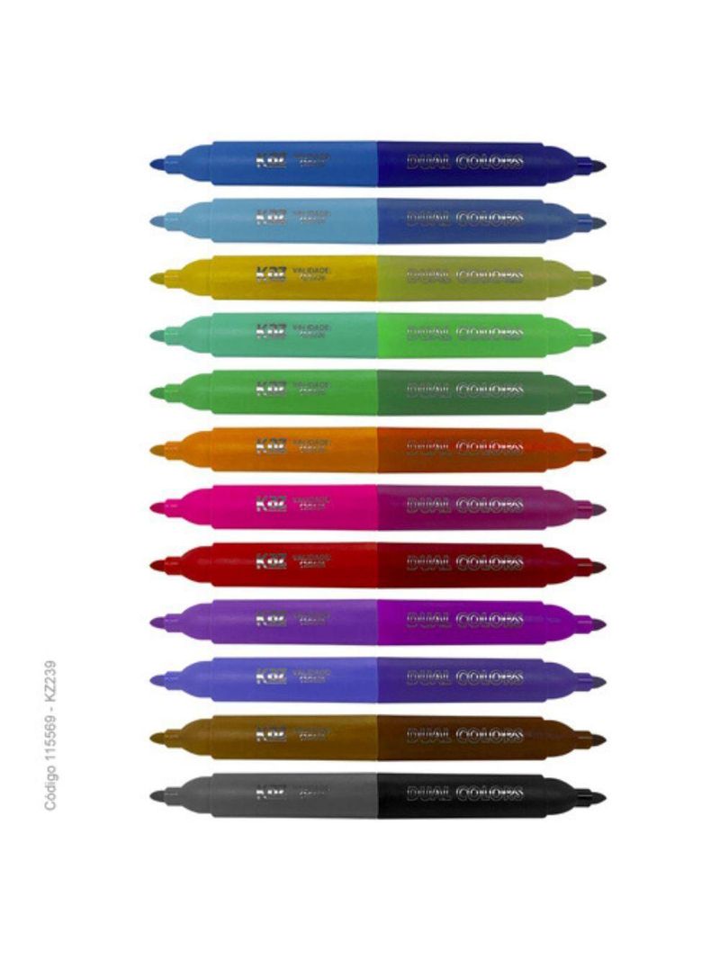 Caneta Hidrográfica Dual Color 24 Cores Aroma - Kz239 - Kaz