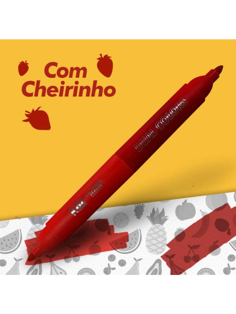 Caneta Hidrográfica Dual Color 24 Cores Aroma - Kz239 - Kaz