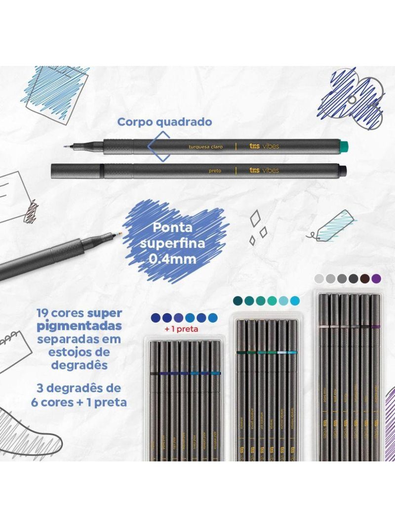 Caneta Superfina Vibes - Inverno - 0,4mm - 19 Cores - Tris