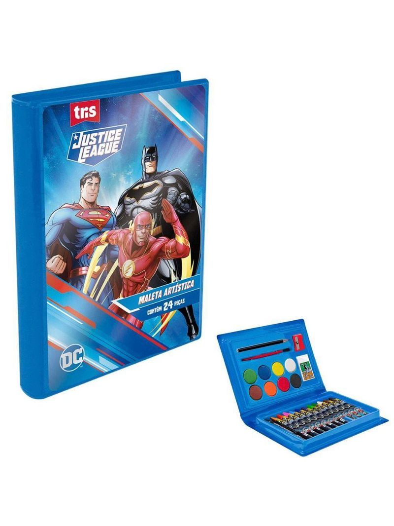Maleta Artística - Liga Da Justica - Dc - 24 Peças - Tris