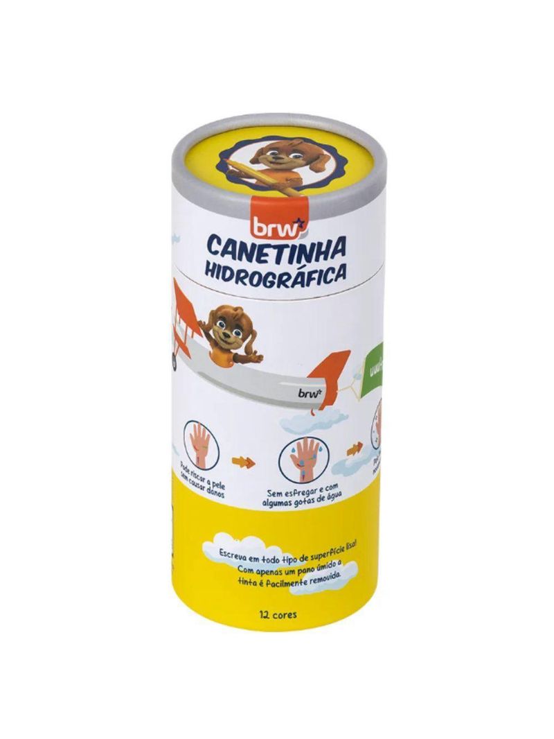 Canetinha Hidrográfica Ultra Lavável Tubo Com 12 Cores Brw