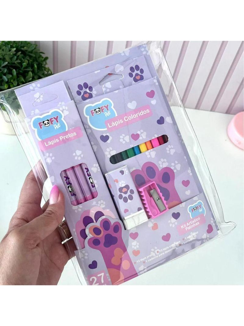 Kit Desenho Artístico Infantil Patinhas Com 27 Peças Fofy