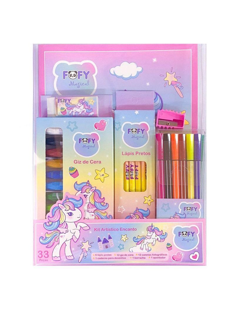 Kit Desenho Artístico Infantil Encanto Com 33 Peças Fofy