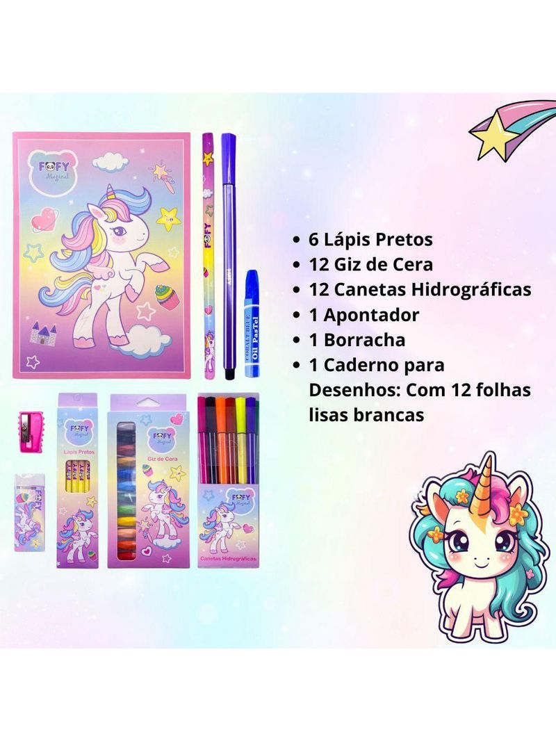 Kit Desenho Artístico Infantil Encanto Com 33 Peças Fofy