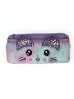 Estojo Escolar Miau Lilás Com Orelhas Gatinha Ff9022 - Fofy