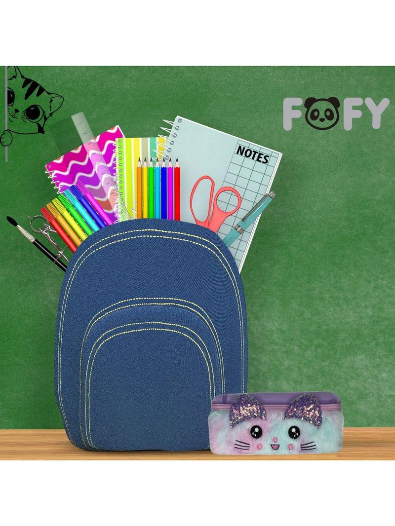 Estojo Escolar Miau Lilás Com Orelhas Gatinha Ff9022 - Fofy