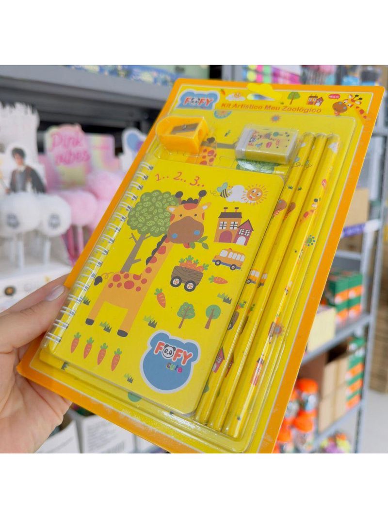 Kit Desenho Artístico Infantil Meu Zoologico 7 Peças Fofy