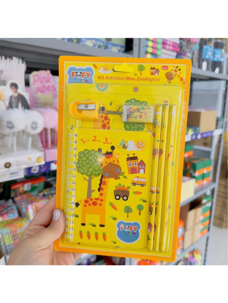 Kit Desenho Artístico Infantil Meu Zoologico 7 Peças Fofy
