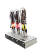 Caneta Marca Texto 3 Caneta C/ 1 Suporte Cromado Kit C/12