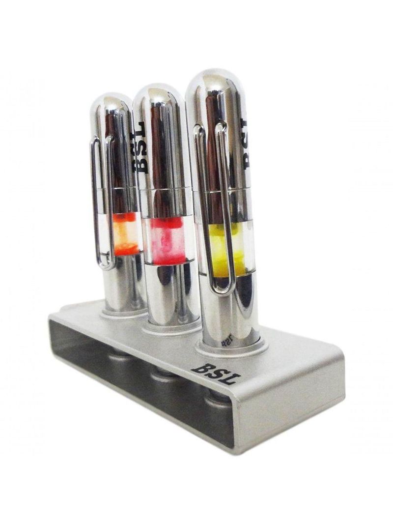 Caneta Marca Texto 3 Caneta C/ 1 Suporte Cromado Kit C/12