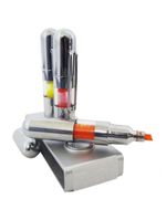 Caneta Marca Texto 3 Caneta C/ 1 Suporte Cromado Kit C/12