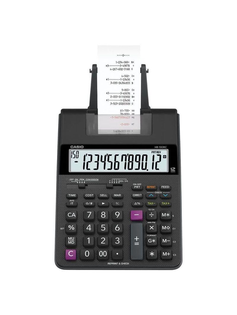 Calculadora Com Bobina 20 Linha, Com 2 Cores Impressao Hr-100Rc-Bk-B-Dc Preta
