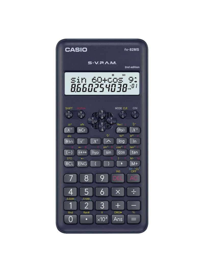 Calculadora Científica 12 Dígitos Ffx-82ms-2-s4-dh, 240 Funções Display Grande Preta