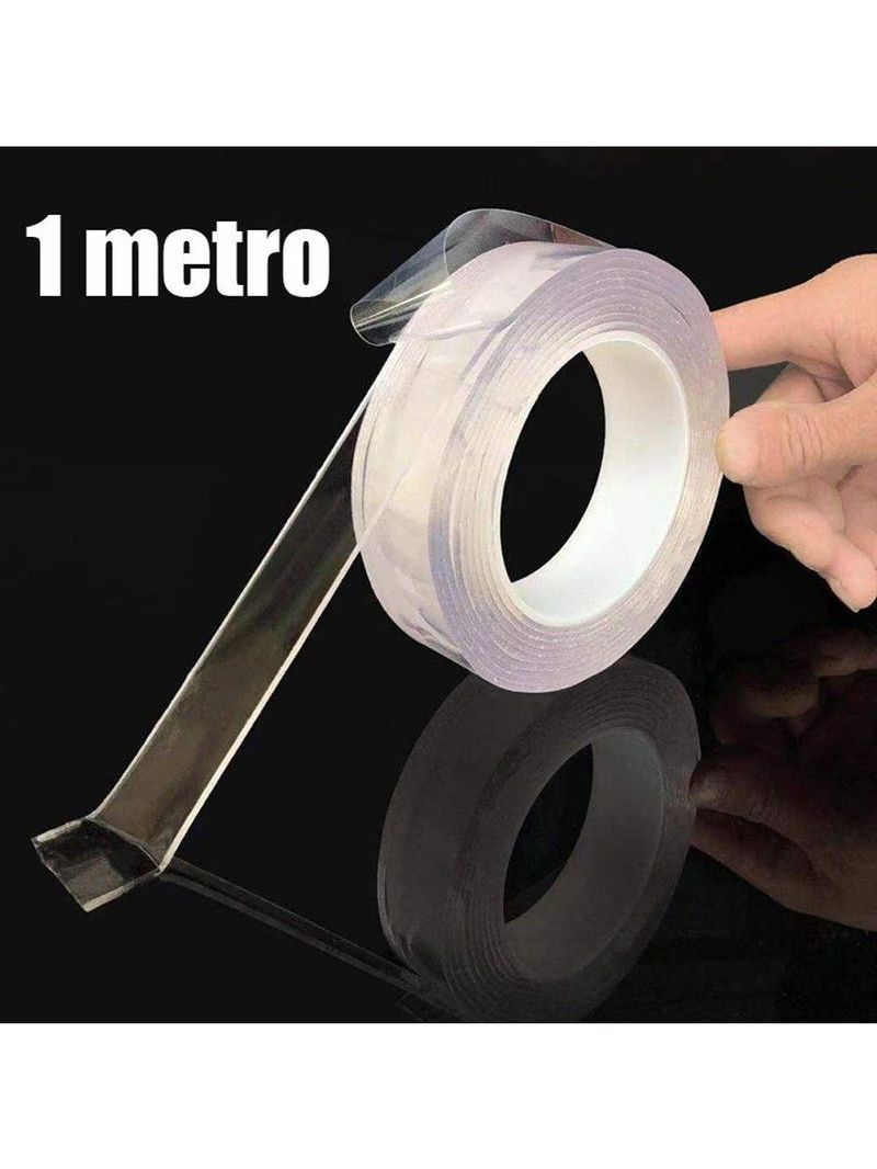 Fita Adesiva Dupla Face Nano Pu Gel 1 Metro Transparente