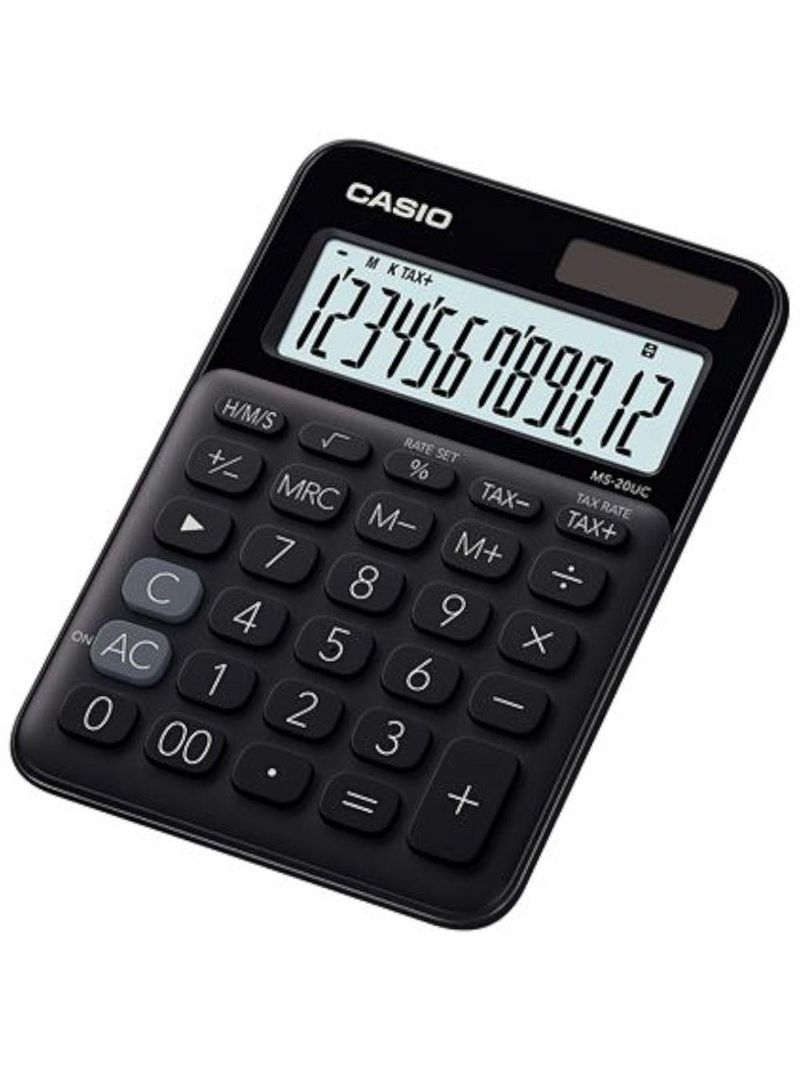 Calculadora De Mesa 12 Dígitos Com Cálculo De Horas E Big Display Ms-20uc-bk-n-dc Preta