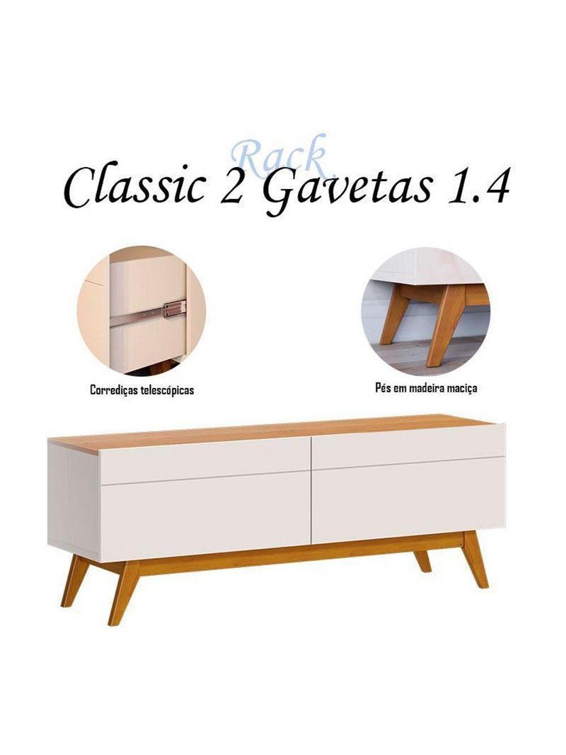 Rack Bancada Classic 2 Gavetas 14 Off White Nature - Imcal