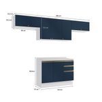 Armário De Cozinha Completa 100% Mdf 280cm Branco/azul Profundo Celeste Kappesberg