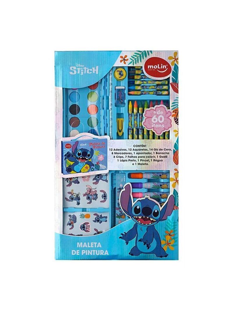 Estojo Maleta De Pintura Infantil Stitch 31331 Azul - Molin