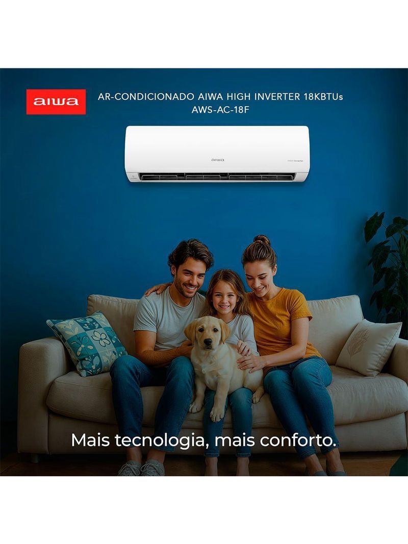 Ar Condicionado AIWA Split High Wall High Inverter 18000 BTUs Frio AWS-AC-18F 220V