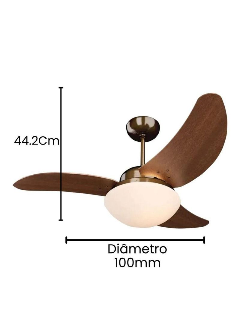 Ventilador Solano Led 3 Pás Tron Cobre 110V