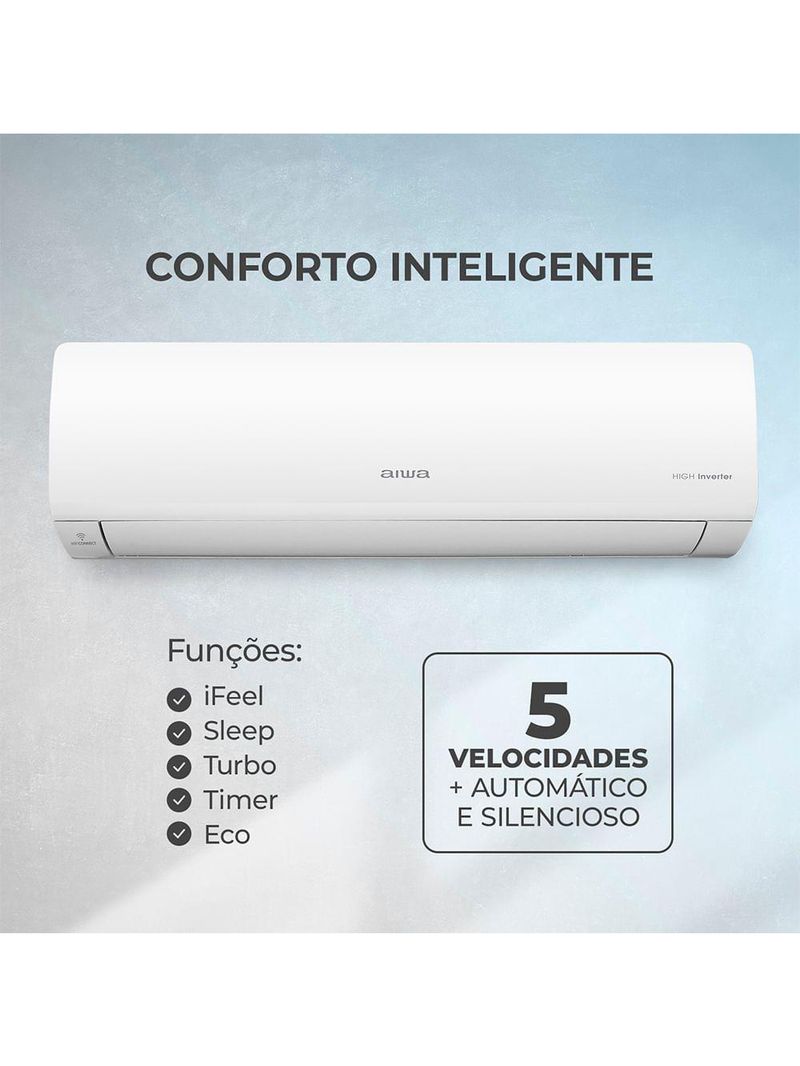 Ar Condicionado AIWA Split High Wall High Inverter 18000 BTUs Frio AWS-AC-18F 220V