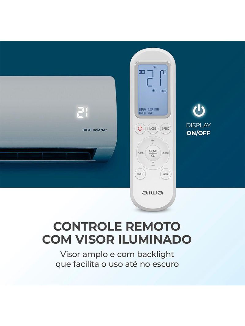 Ar Condicionado AIWA Split High Wall High Inverter 18000 BTUs Frio AWS-AC-18F 220V