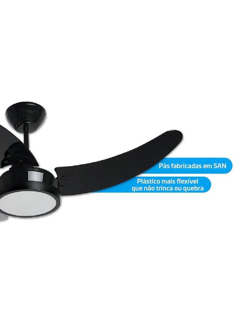 Ventilador De Teto Led 3 Pás Tron Búzios Max Preto 110V