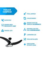 Ventilador De Teto Led 3 Pás Tron Búzios Max Preto 110V