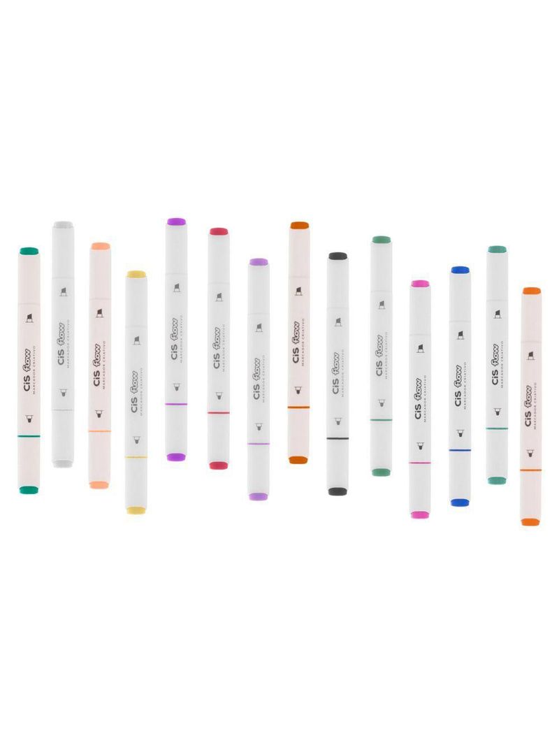 Marcador Criativo Ponta Dupla Flow Cis Branco