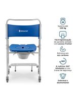 Cadeira De Banho Dellamed Dobrável E Desmontável Até 150 Kg Cinza E Azul D45
