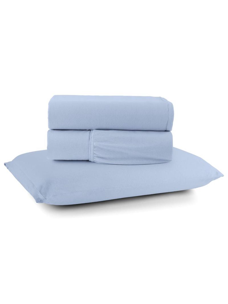 Jogo cama lençol sonnet solteiro malha lisa 100% algodão macio 3 peças - azul turquesa